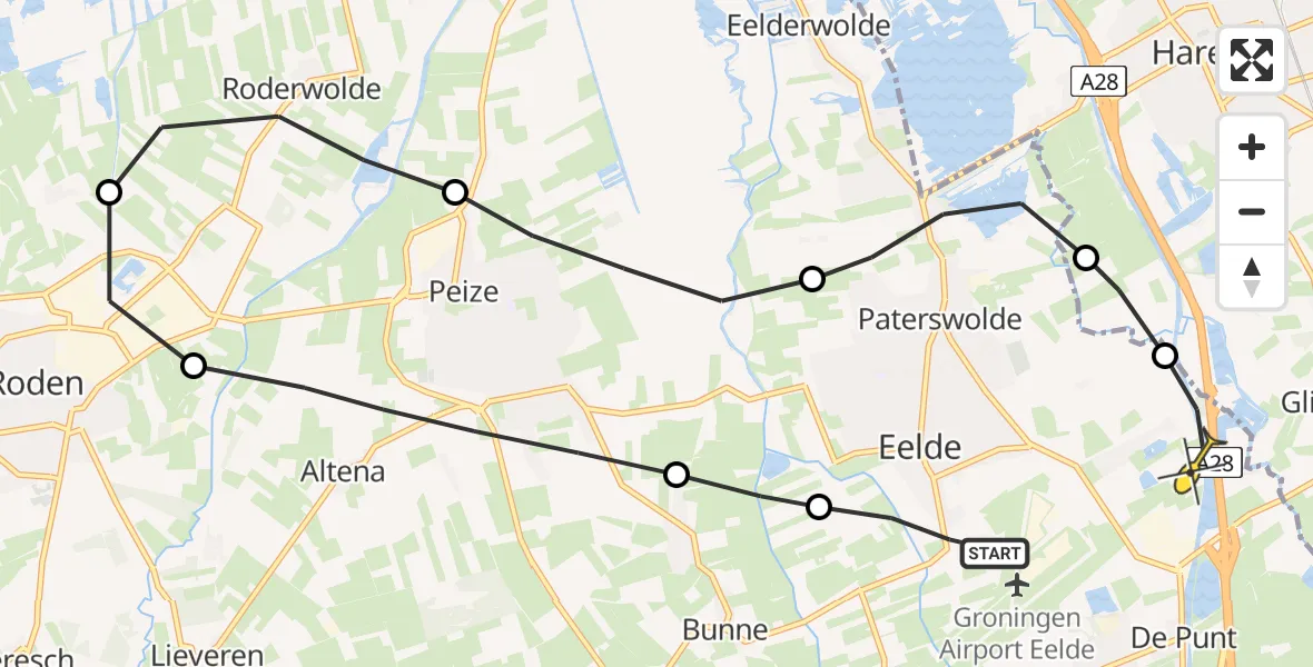 Routekaart van de vlucht: Lifeliner 4 naar Eelde