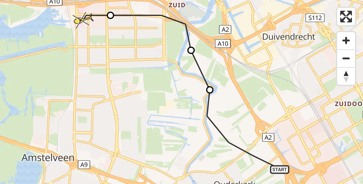 Routekaart van de vlucht: Lifeliner 1 naar VU Medisch Centrum Amsterdam