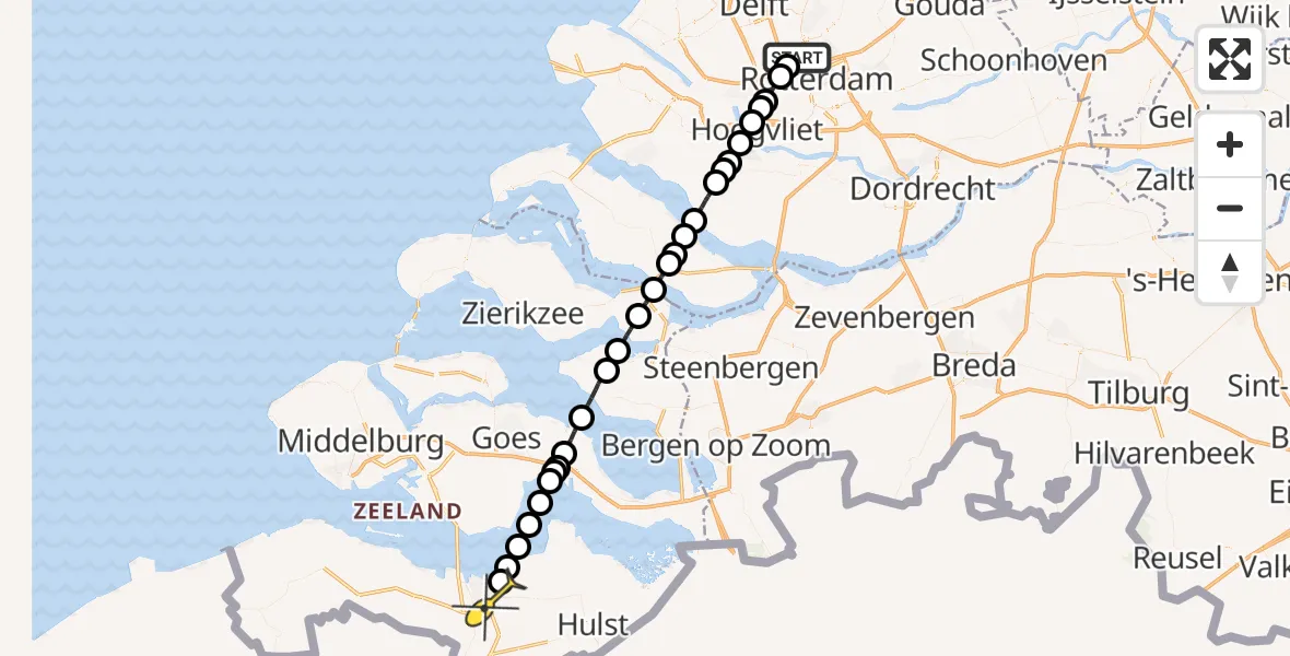 Routekaart van de vlucht: Lifeliner 2 naar Terneuzen