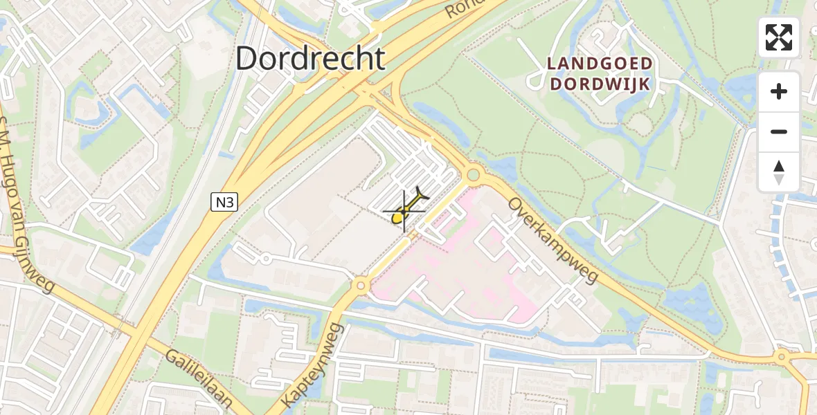 Routekaart van de vlucht: Lifeliner 1 naar Dordrecht