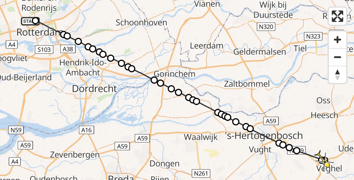 Routekaart van de vlucht: Lifeliner 2 naar Heeswijk-Dinther