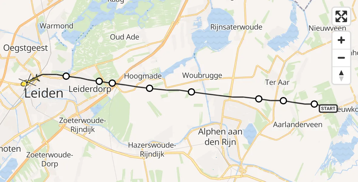 Routekaart van de vlucht: Lifeliner 2 naar Leiden