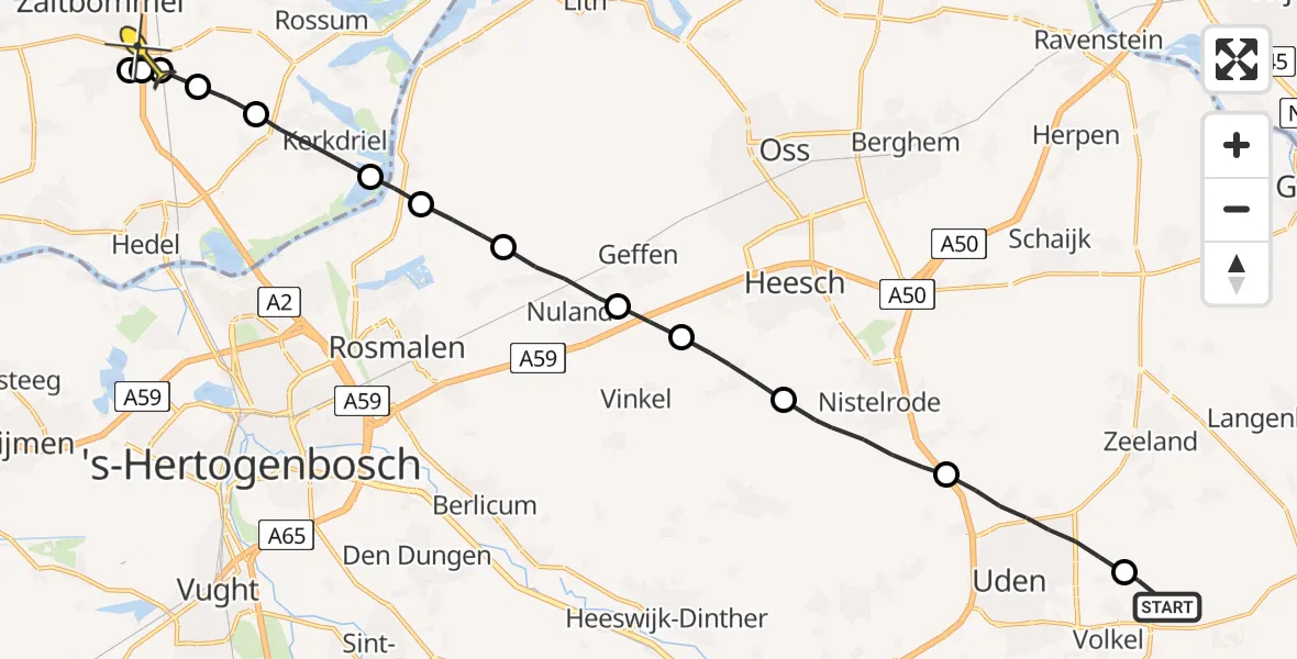 Routekaart van de vlucht: Lifeliner 3 naar Zaltbommel