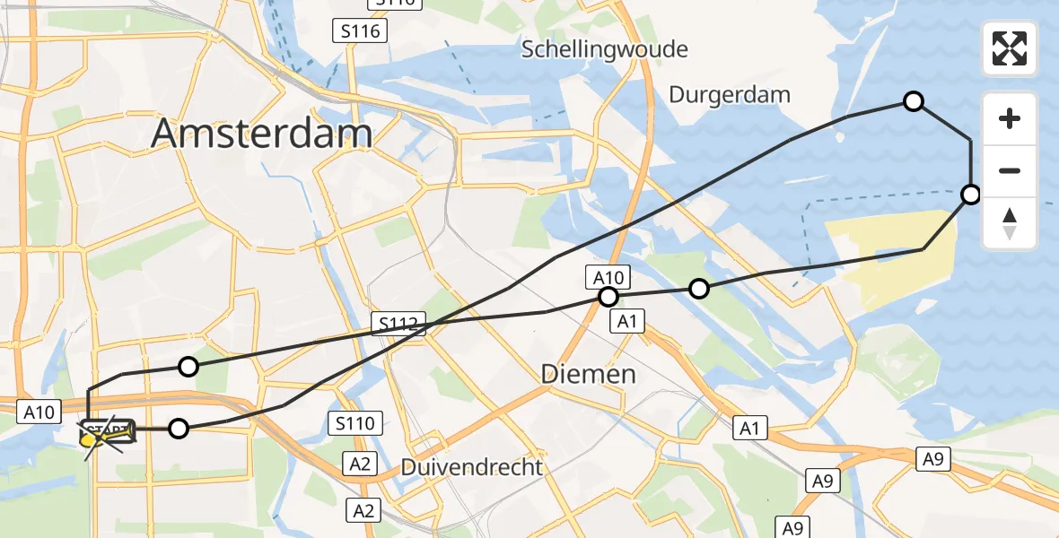 Routekaart van de vlucht: Lifeliner 1 naar VU Medisch Centrum Amsterdam