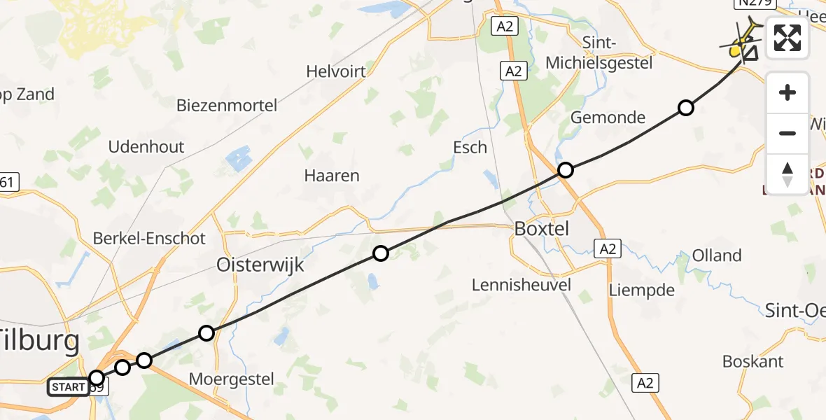 Routekaart van de vlucht: Lifeliner 3 naar Schijndel