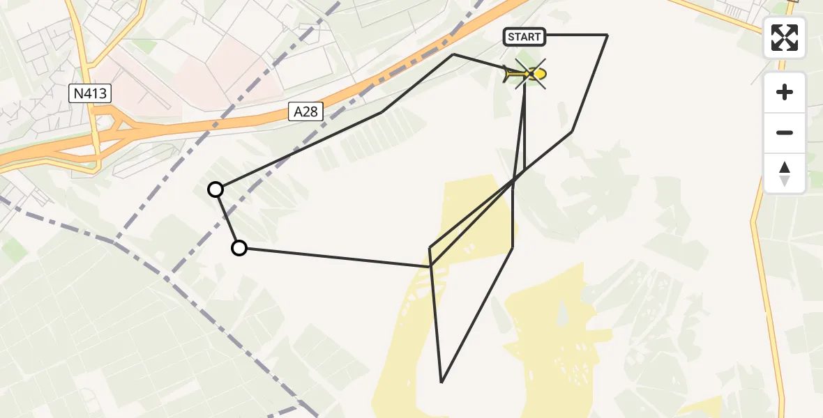 Routekaart van de vlucht: Politiehelikopter naar Leusden