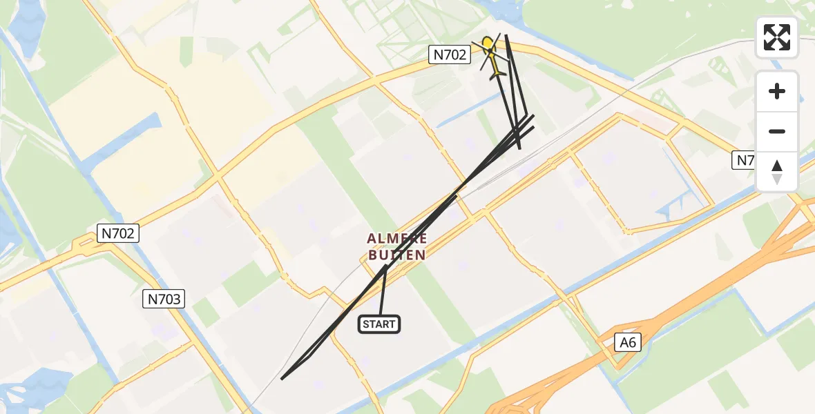 Routekaart van de vlucht: Politiehelikopter naar Almere