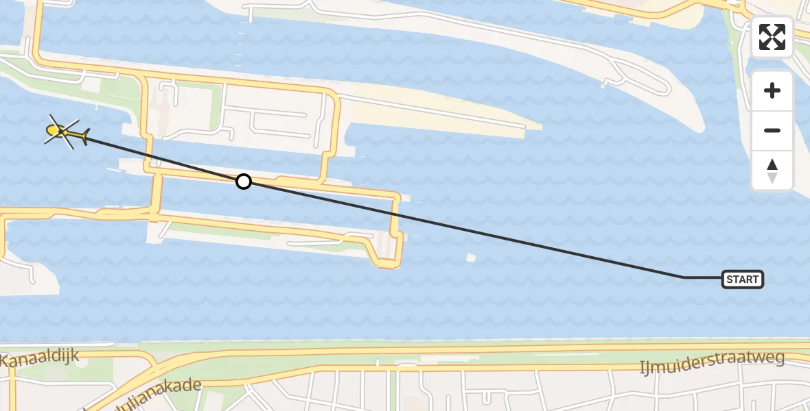 Routekaart van de vlucht: Politiehelikopter naar IJmuiden Heliport
