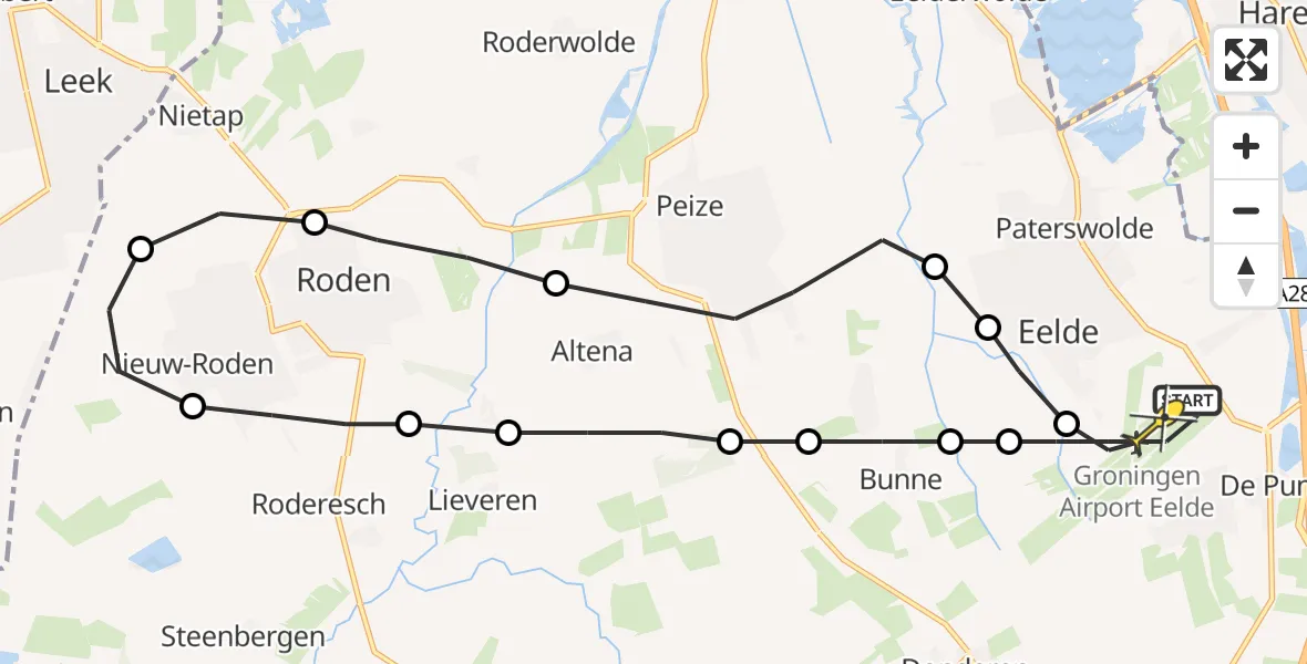 Routekaart van de vlucht: Lifeliner 4 naar Groningen Airport Eelde