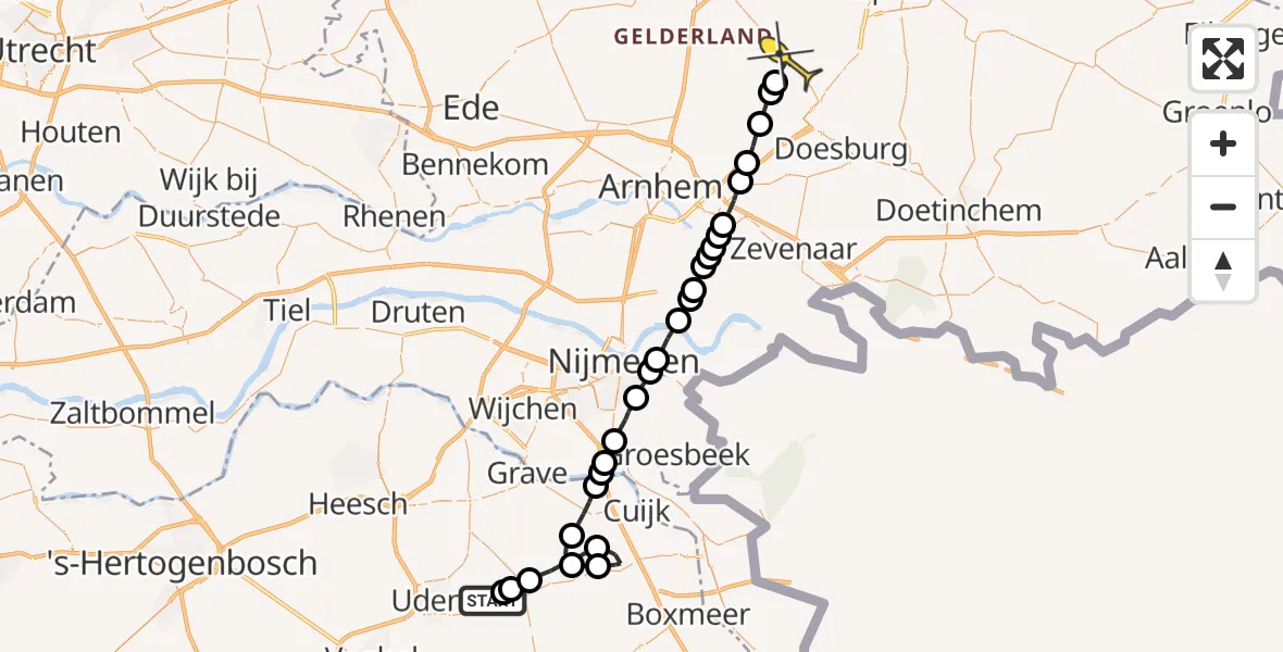 Routekaart van de vlucht: Lifeliner 3 naar Laag-Soeren