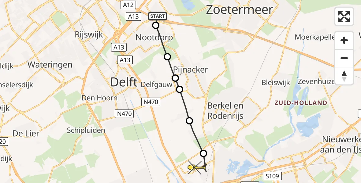 Routekaart van de vlucht: Lifeliner 2 naar Rotterdam The Hague Airport