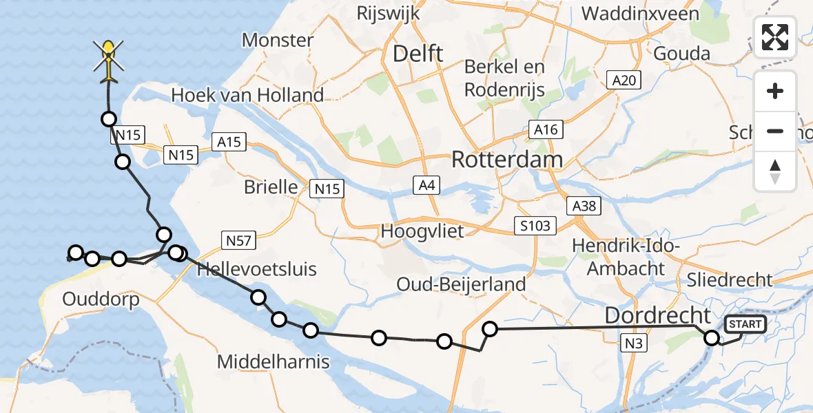 Routekaart van de vlucht: Politieheli naar 