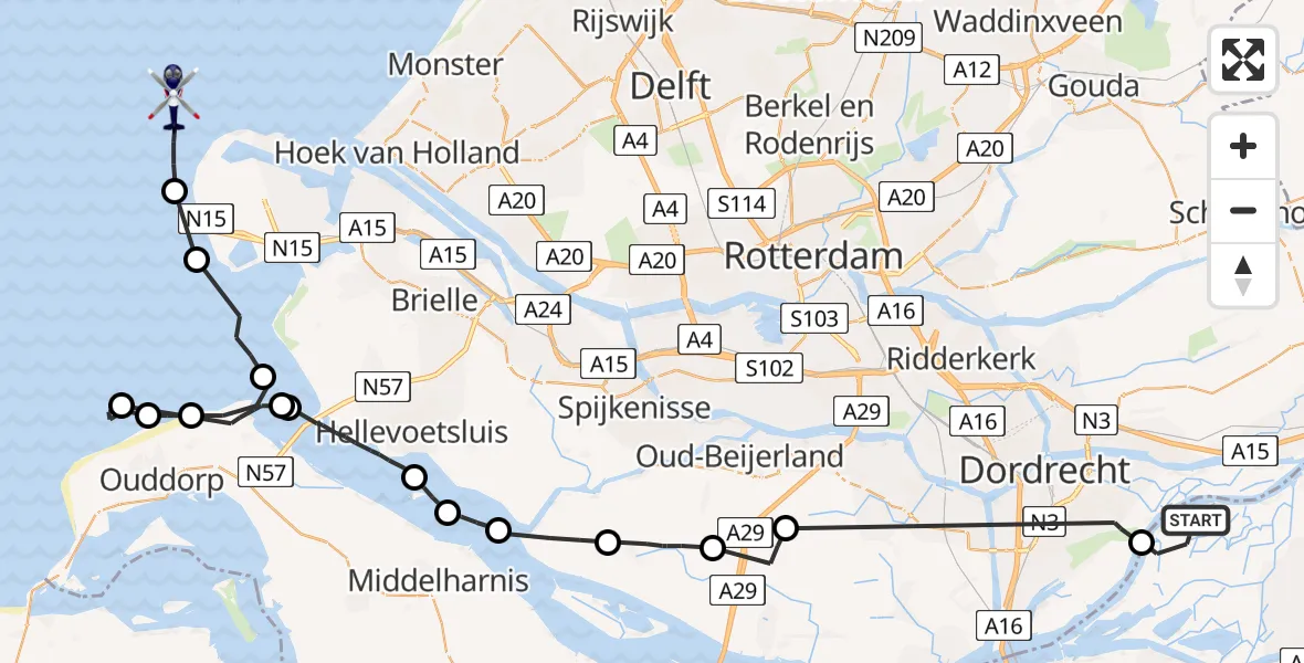 Vluchtroute Politiehelikopter Werkendam - , 13 juli 2022, 14:50