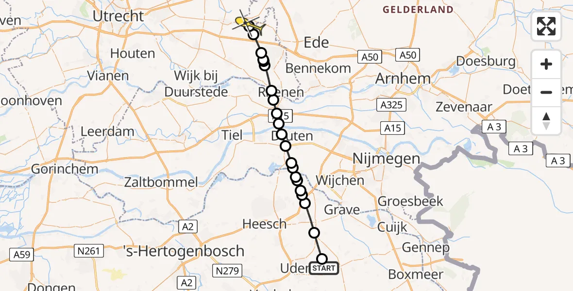 Routekaart van de vlucht: Lifeliner 3 naar Scherpenzeel