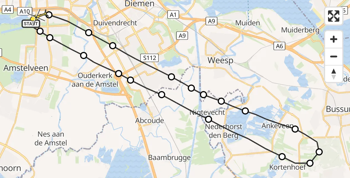 Routekaart van de vlucht: Lifeliner 1 naar VU Medisch Centrum Amsterdam