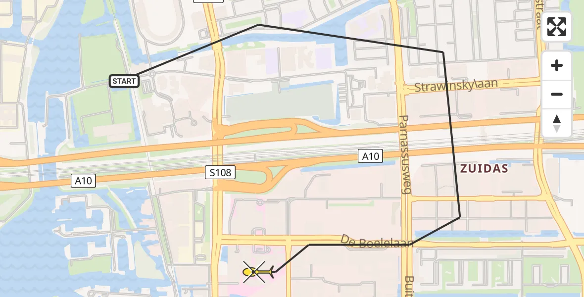 Routekaart van de vlucht: Lifeliner 1 naar VU Medisch Centrum Amsterdam