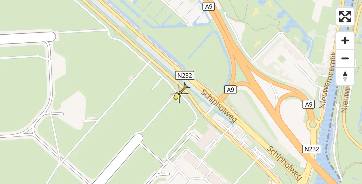 Vluchtroute Politiehelikopter van Schiphol naar Schiphol