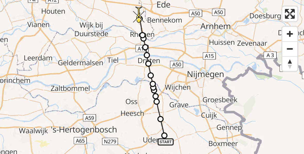 Routekaart van de vlucht: Lifeliner 3 naar Veenendaal