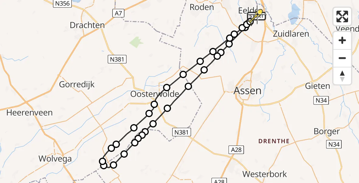 Routekaart van de vlucht: Lifeliner 4 naar Groningen Airport Eelde