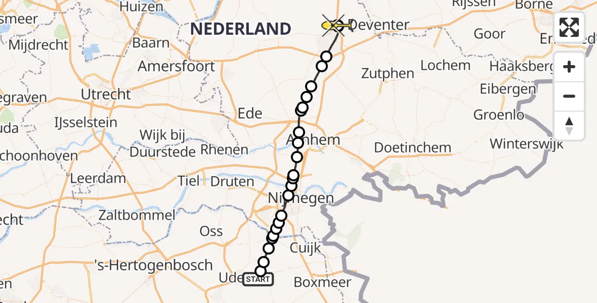 Routekaart van de vlucht: Lifeliner 3 naar Beemte Broekland