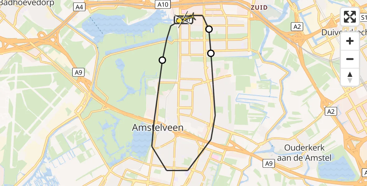 Routekaart van de vlucht: Lifeliner 1 naar VU Medisch Centrum Amsterdam