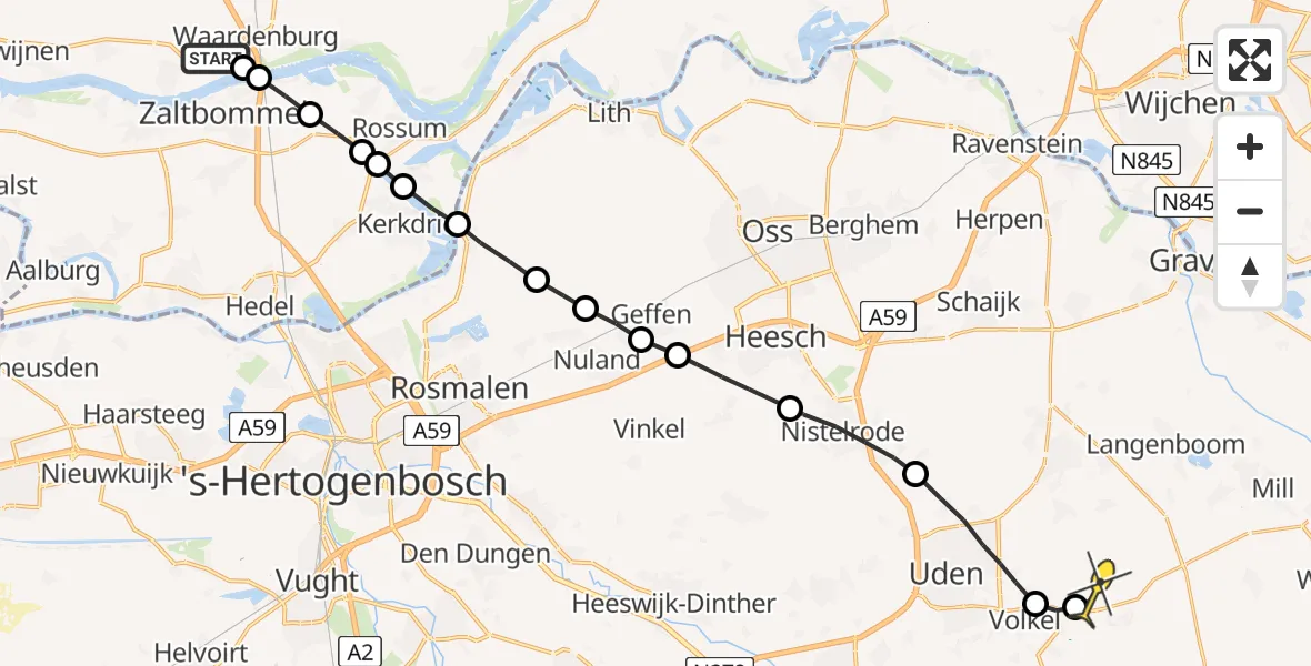 Routekaart van de vlucht: Lifeliner 3 naar Vliegbasis Volkel