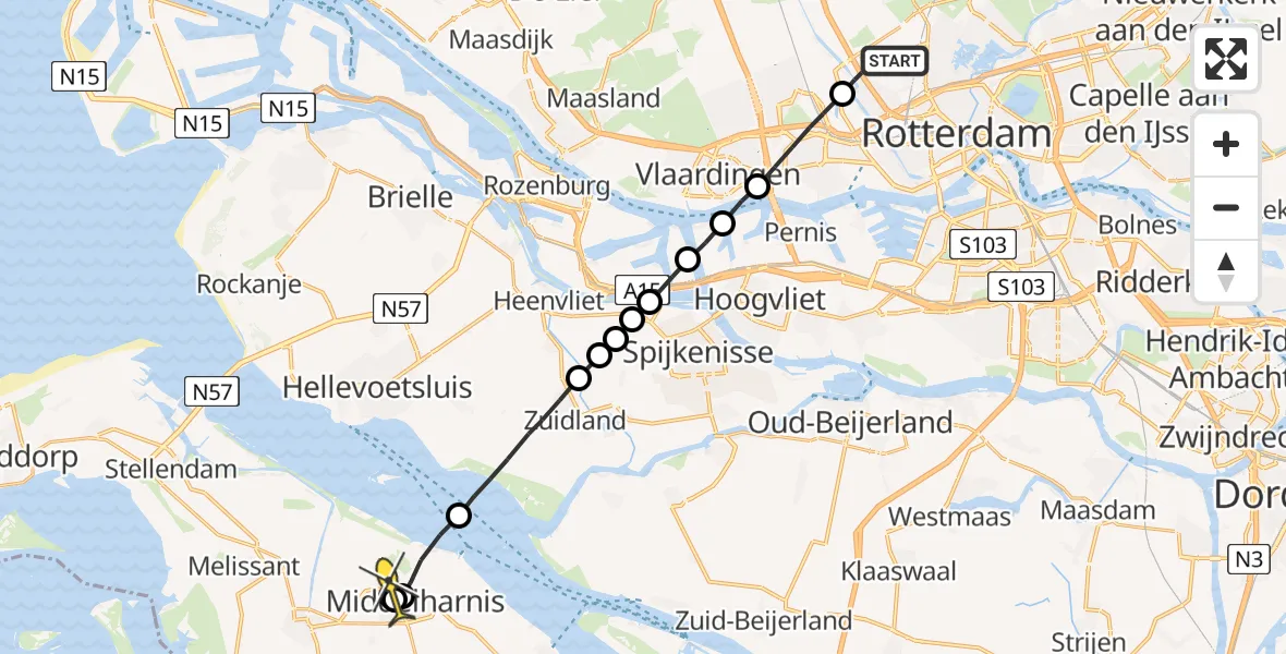 Routekaart van de vlucht: Lifeliner 2 naar Sommelsdijk