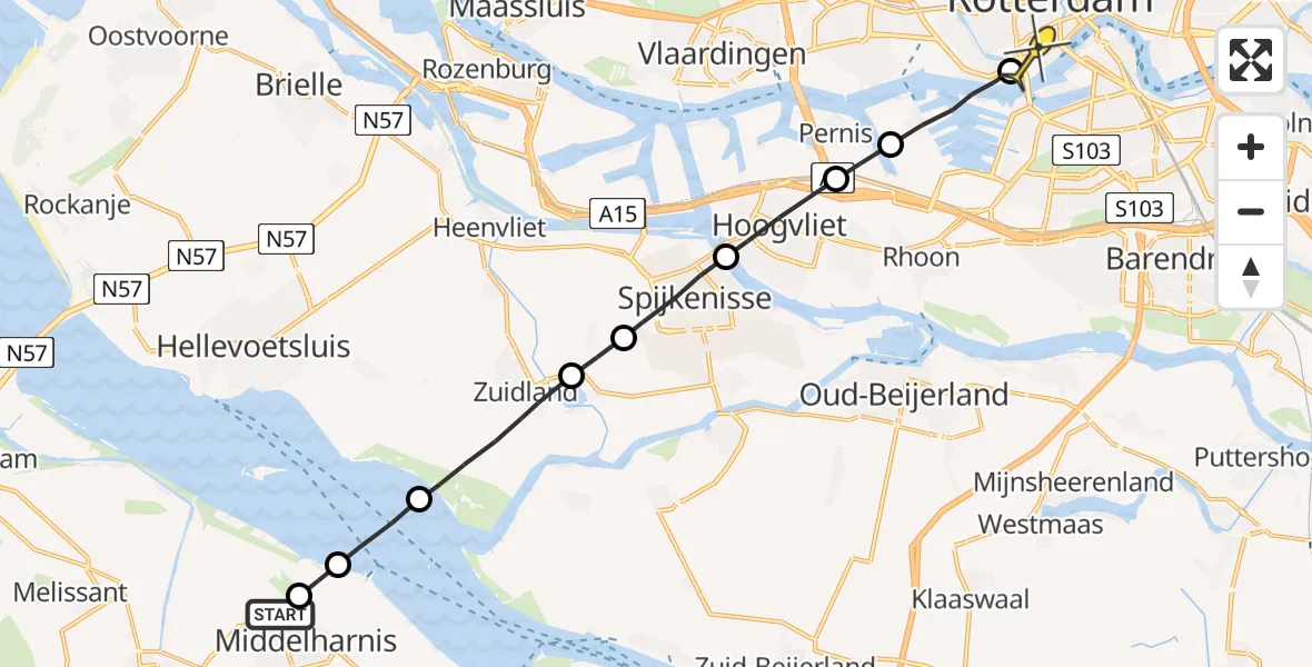 Routekaart van de vlucht: Lifeliner 2 naar Erasmus MC