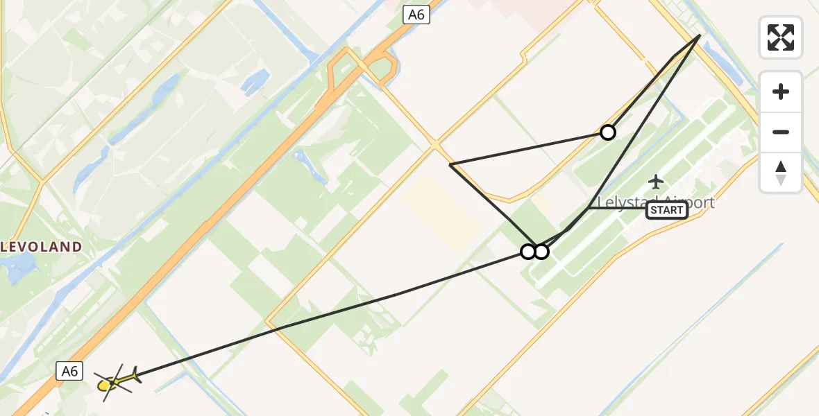 Routekaart van de vlucht: Politieheli naar Zeewolde