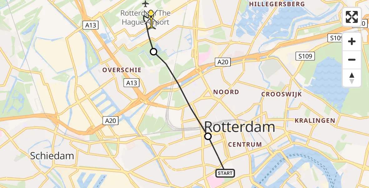 Routekaart van de vlucht: Lifeliner 2 naar Rotterdam The Hague Airport