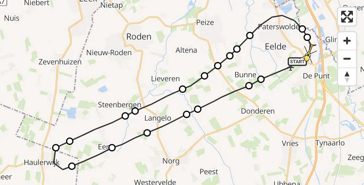 Routekaart van de vlucht: Lifeliner 4 naar Eelde