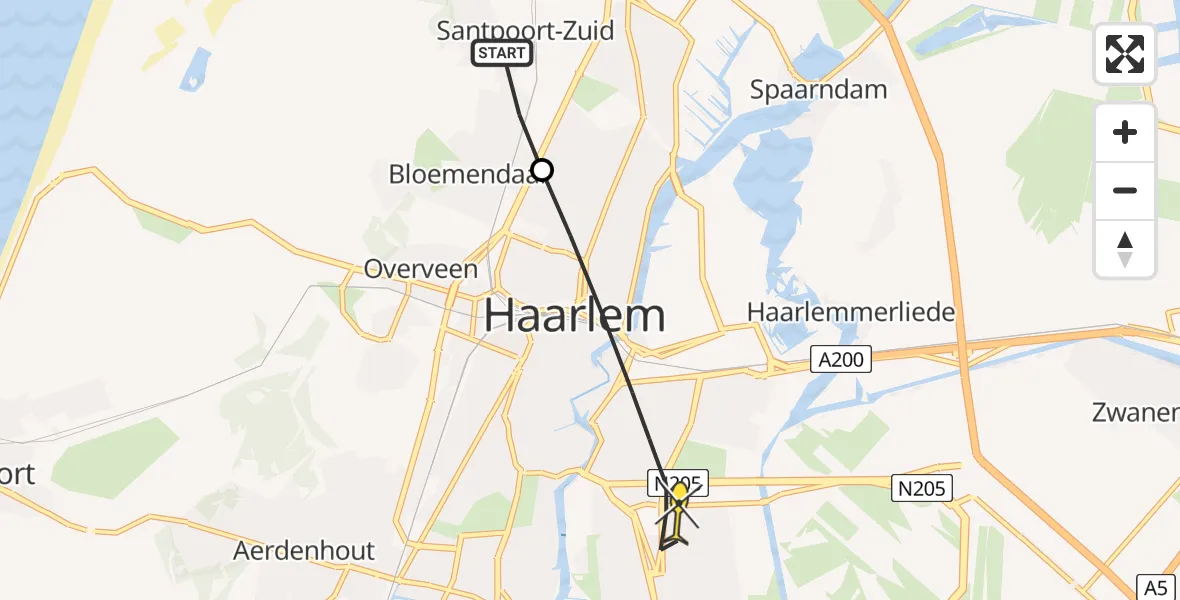 Routekaart van de vlucht: Lifeliner 1 naar Haarlem