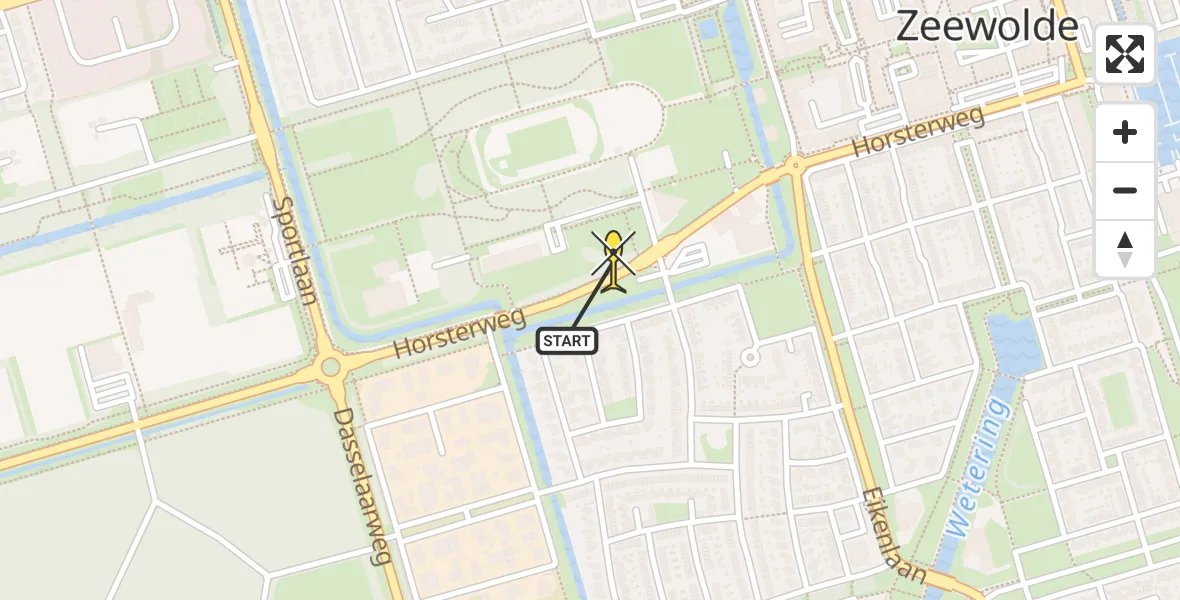 Vluchtroute Politiehelikopter van Zeewolde naar Zeewolde