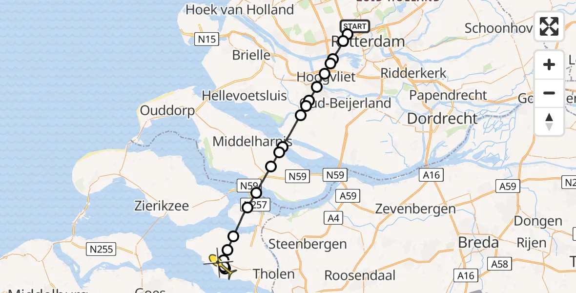 Routekaart van de vlucht: Lifeliner 2 naar Sint-Maartensdijk