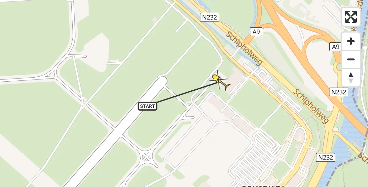 Vluchtroute Politiehelikopter van Schiphol naar Schiphol