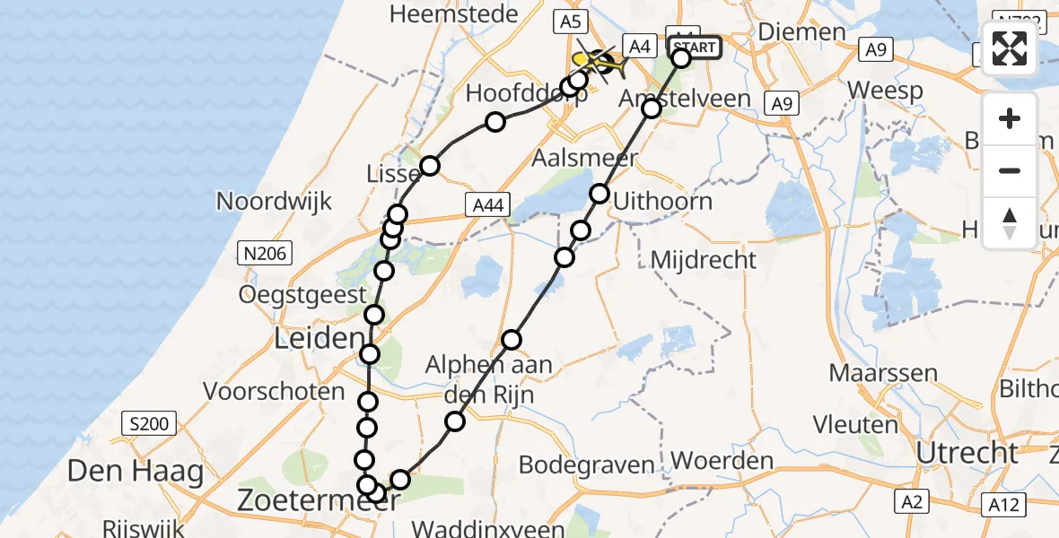 Routekaart van de vlucht: Lifeliner 1 naar Badhoevedorp