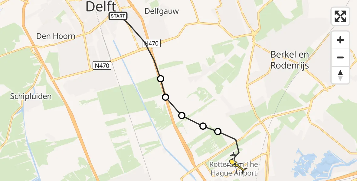 Routekaart van de vlucht: Lifeliner 2 naar Rotterdam The Hague Airport