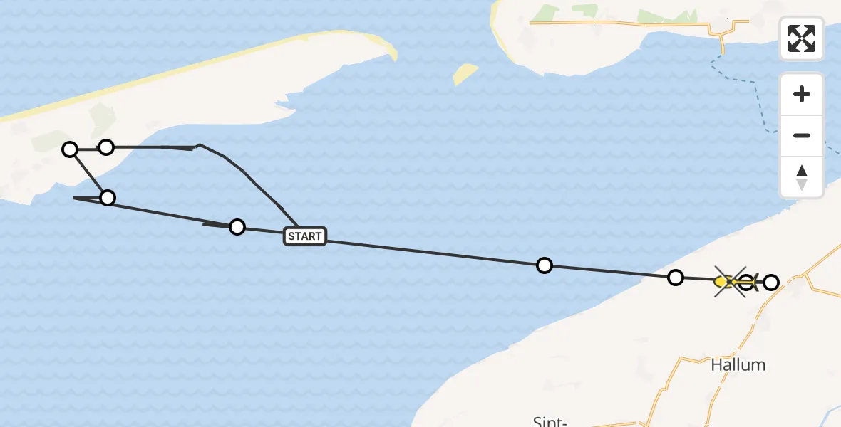 Routekaart van de vlucht: Ambulancehelikopter naar Marrum
