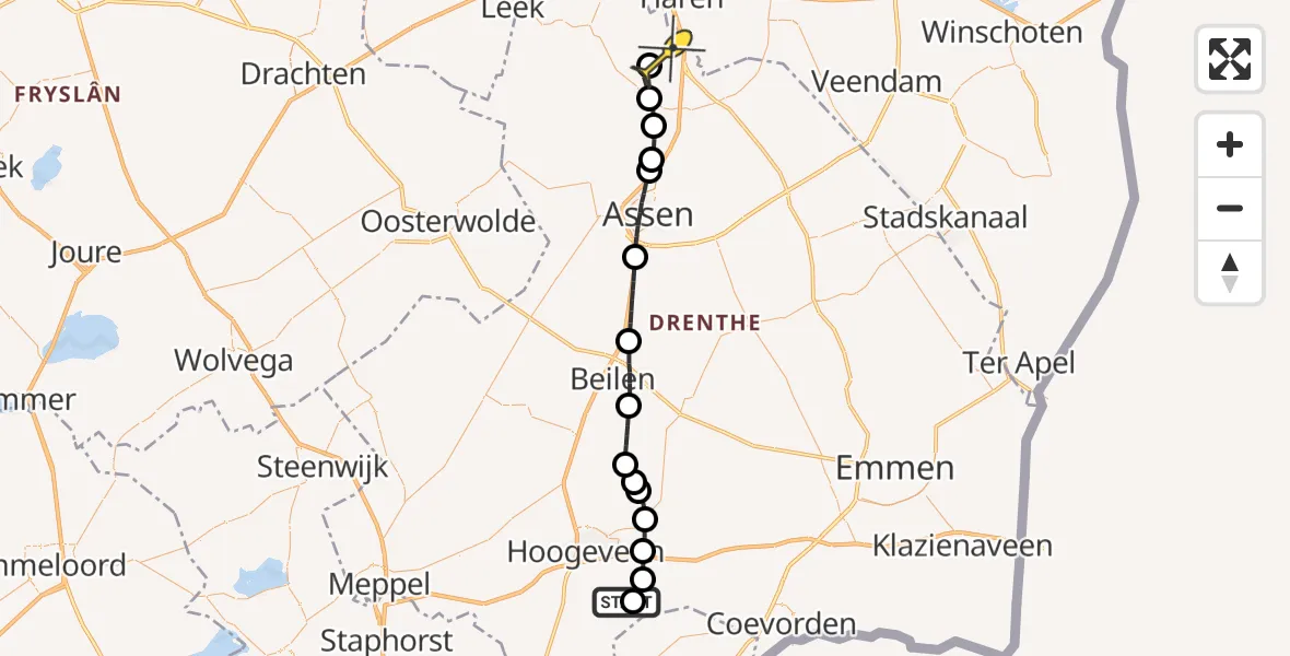 Routekaart van de vlucht: Lifeliner 4 naar Groningen Airport Eelde