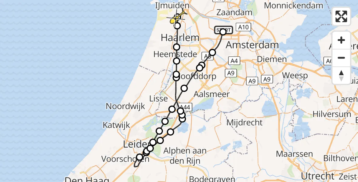 Routekaart van de vlucht: Lifeliner 1 naar Santpoort-Noord
