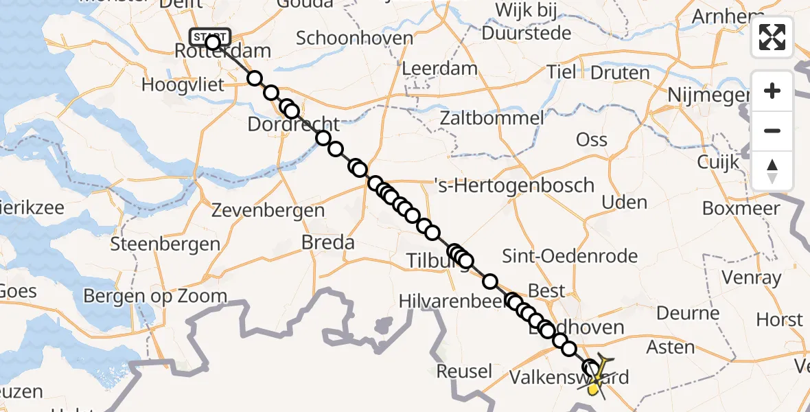 Routekaart van de vlucht: Lifeliner 2 naar Leende