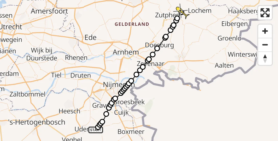 Routekaart van de vlucht: Lifeliner 3 naar Almen