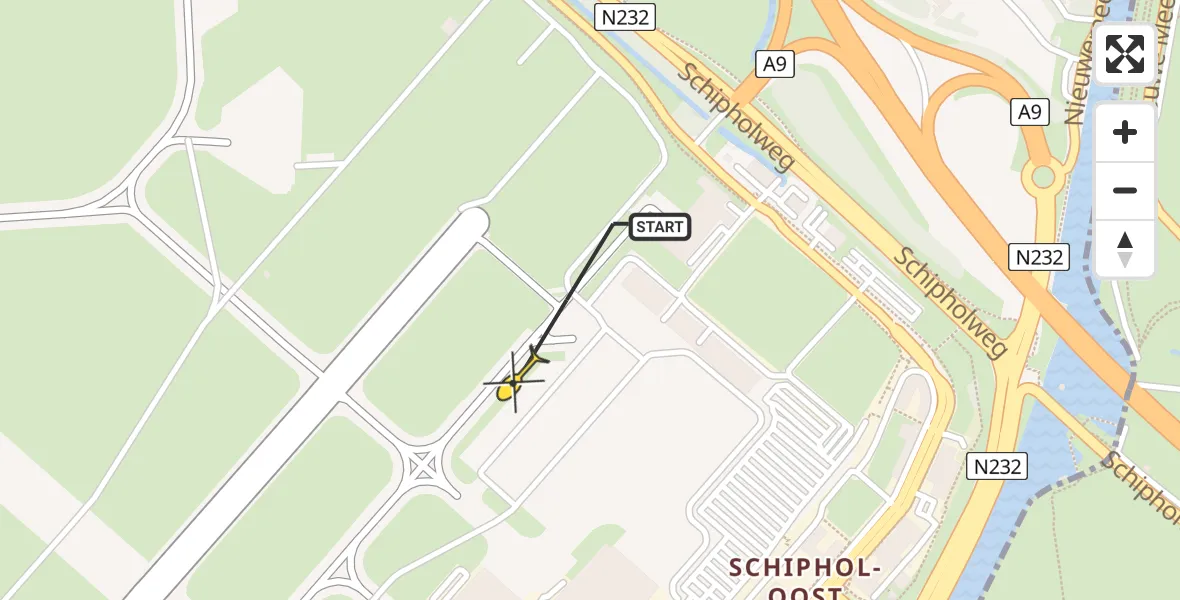 Vluchtroute Politiehelikopter van Schiphol naar Schiphol
