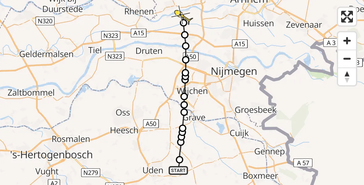 Routekaart van de vlucht: Lifeliner 3 naar Randwijk