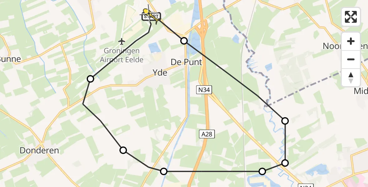 Routekaart van de vlucht: Lifeliner 4 naar Groningen Airport Eelde