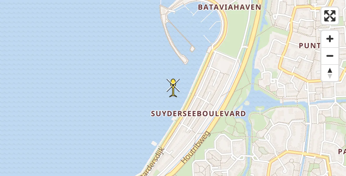 Routekaart van de vlucht: Politiehelikopter naar Lelystad