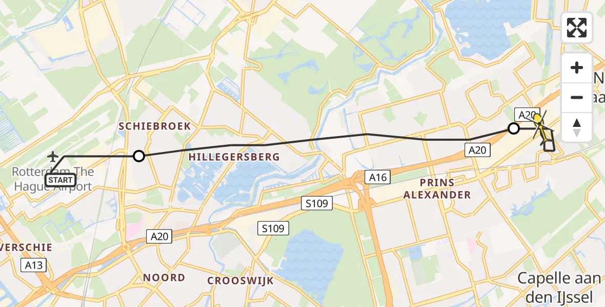 Routekaart van de vlucht: Lifeliner 2 naar Capelle aan den IJssel