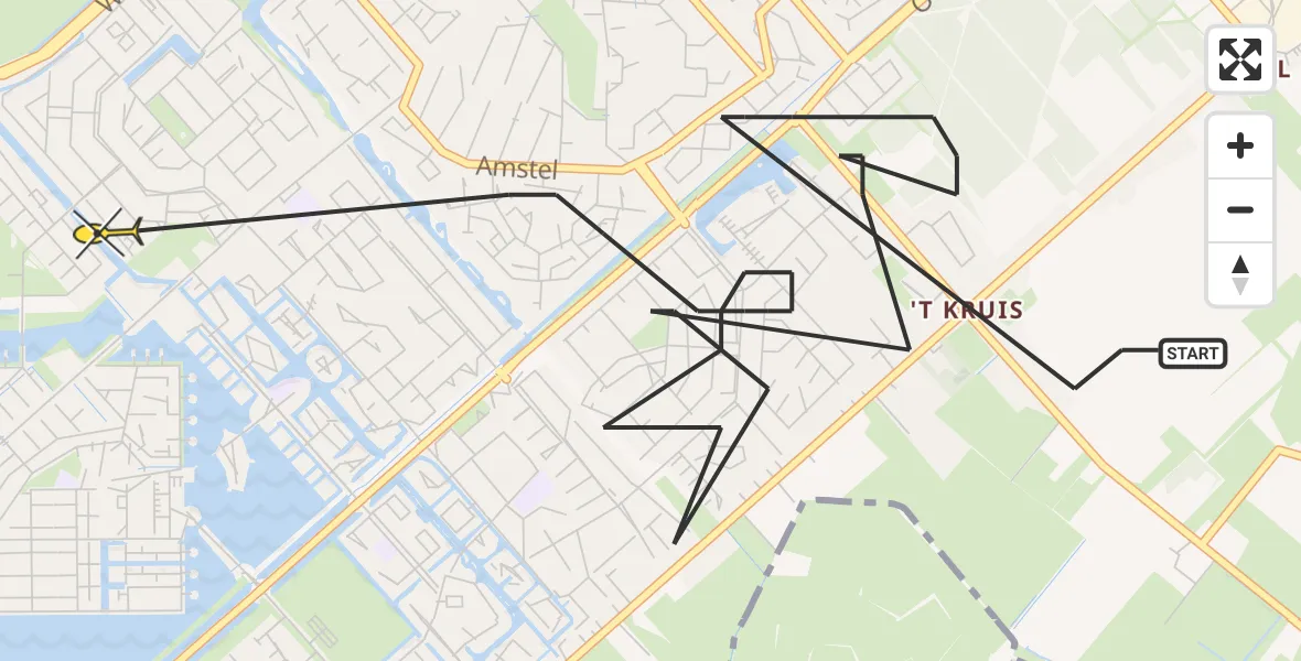 Routekaart van de vlucht: Politieheli naar Heerhugowaard