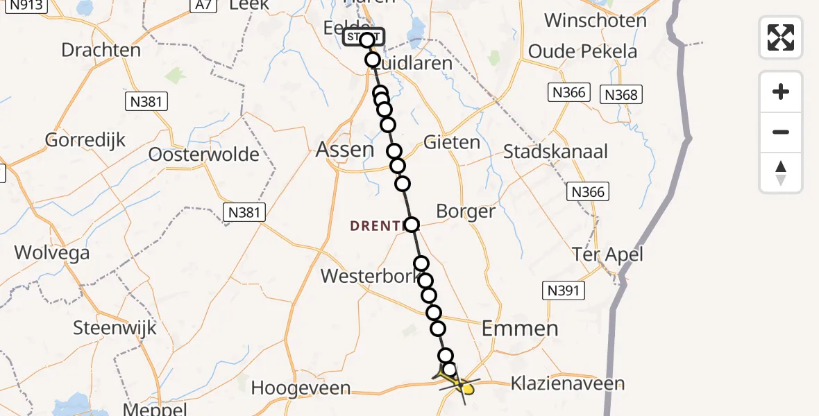 Routekaart van de vlucht: Lifeliner 4 naar Wachtum