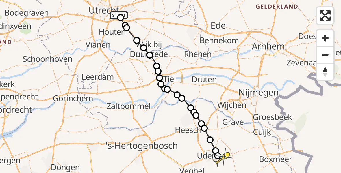 Routekaart van de vlucht: Lifeliner 3 naar Vliegbasis Volkel